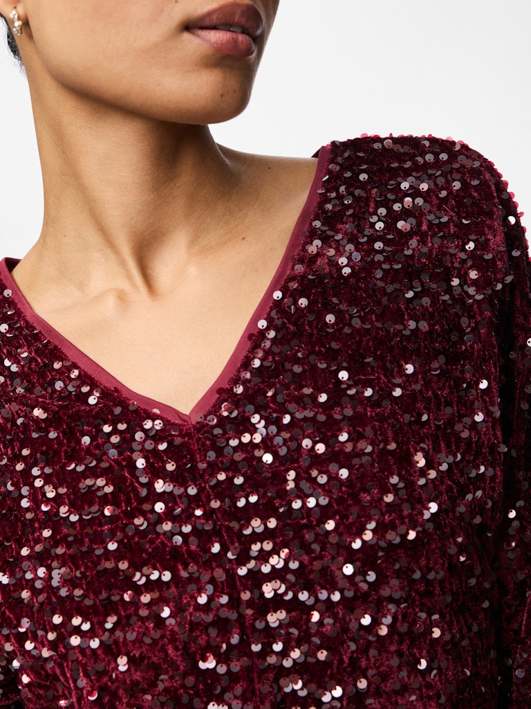 PCKAM LS V-NECK TOP JRS BC Paljettipusero