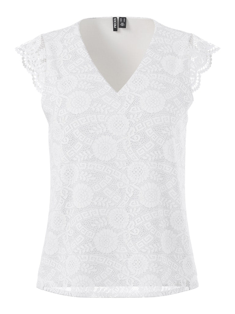 PCOLLINE SL LACE V-NECK TOP WVN NOOS Pusero