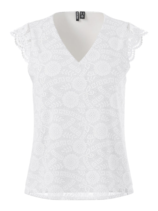 PCOLLINE SL LACE V-NECK TOP WVN NOOS Pusero