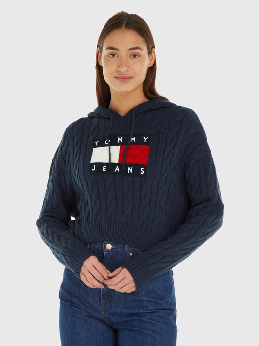 TJW CENTER FLAG CABLE HOODIE Neule