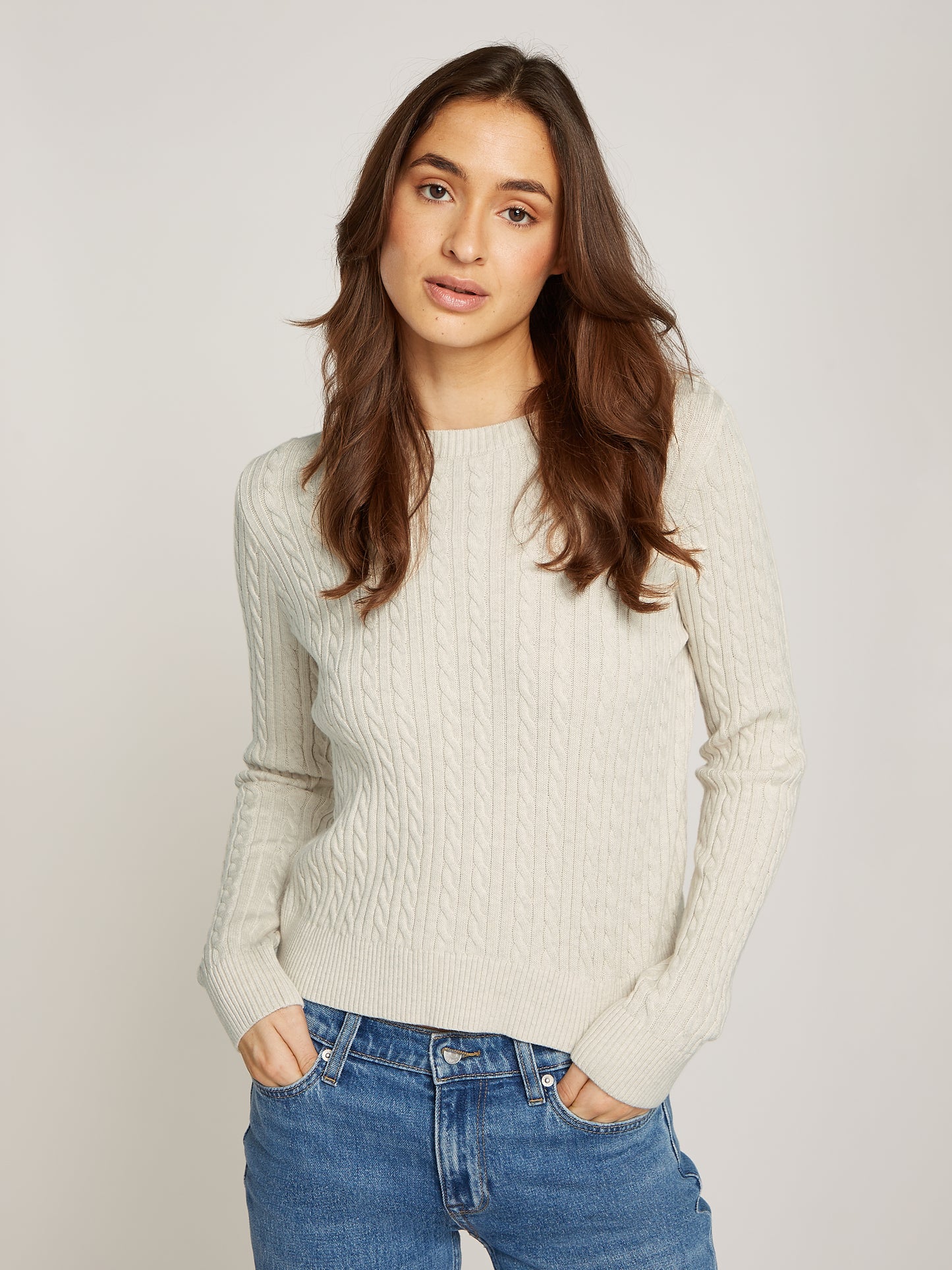 TJW CABLE ESSENTIAL SWEATER Neule