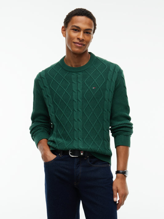 TJM REG CABLE KNIT SWEATER Neule