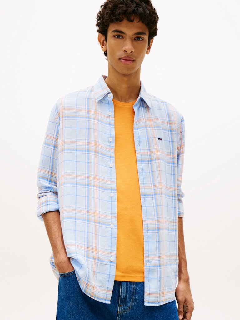 TJM RLX LINEN BLEND CHECK SHIRT Kauluspaita