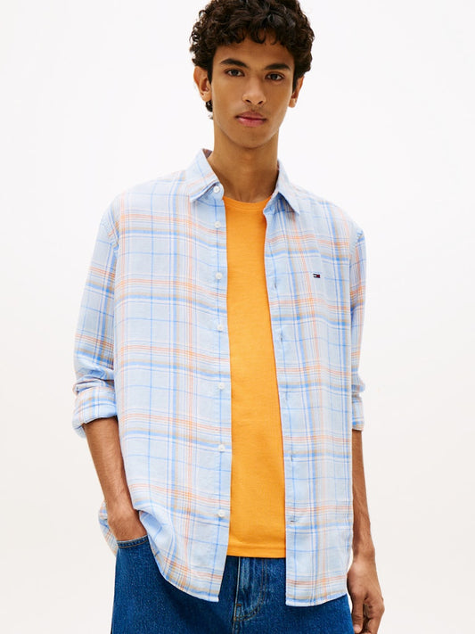 TJM RLX LINEN BLEND CHECK SHIRT Kauluspaita