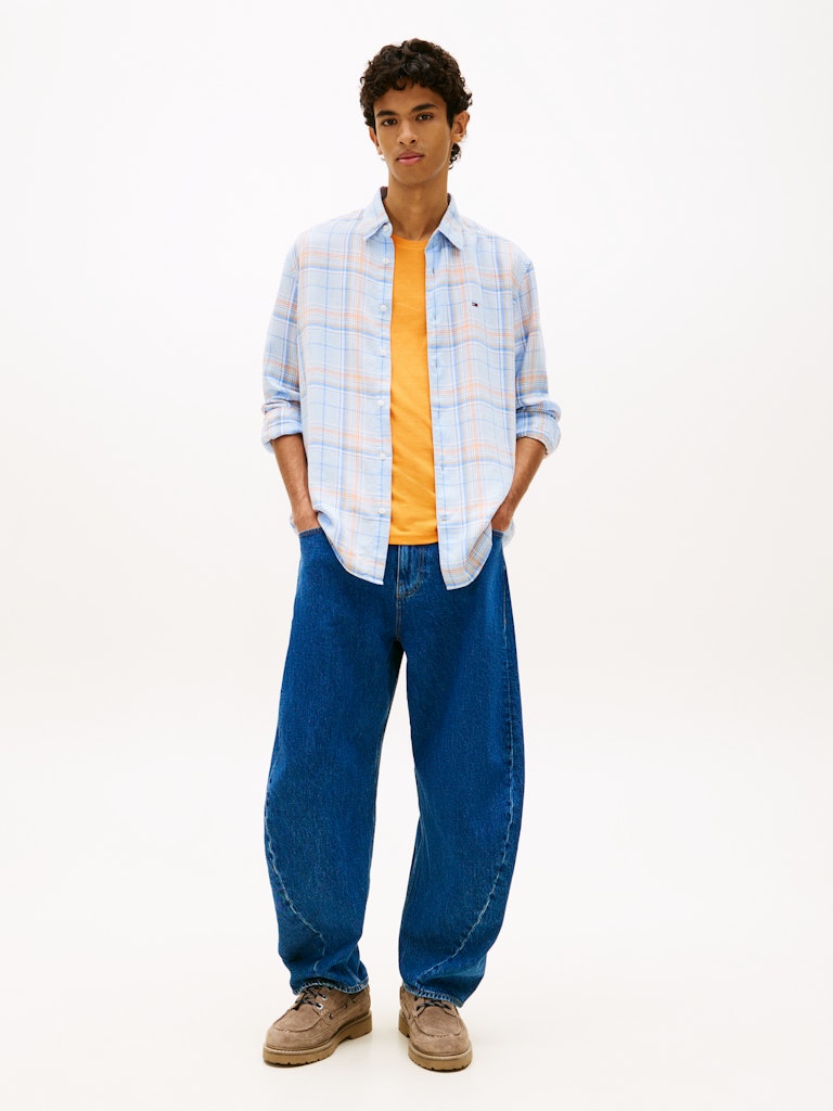 TJM RLX LINEN BLEND CHECK SHIRT Kauluspaita