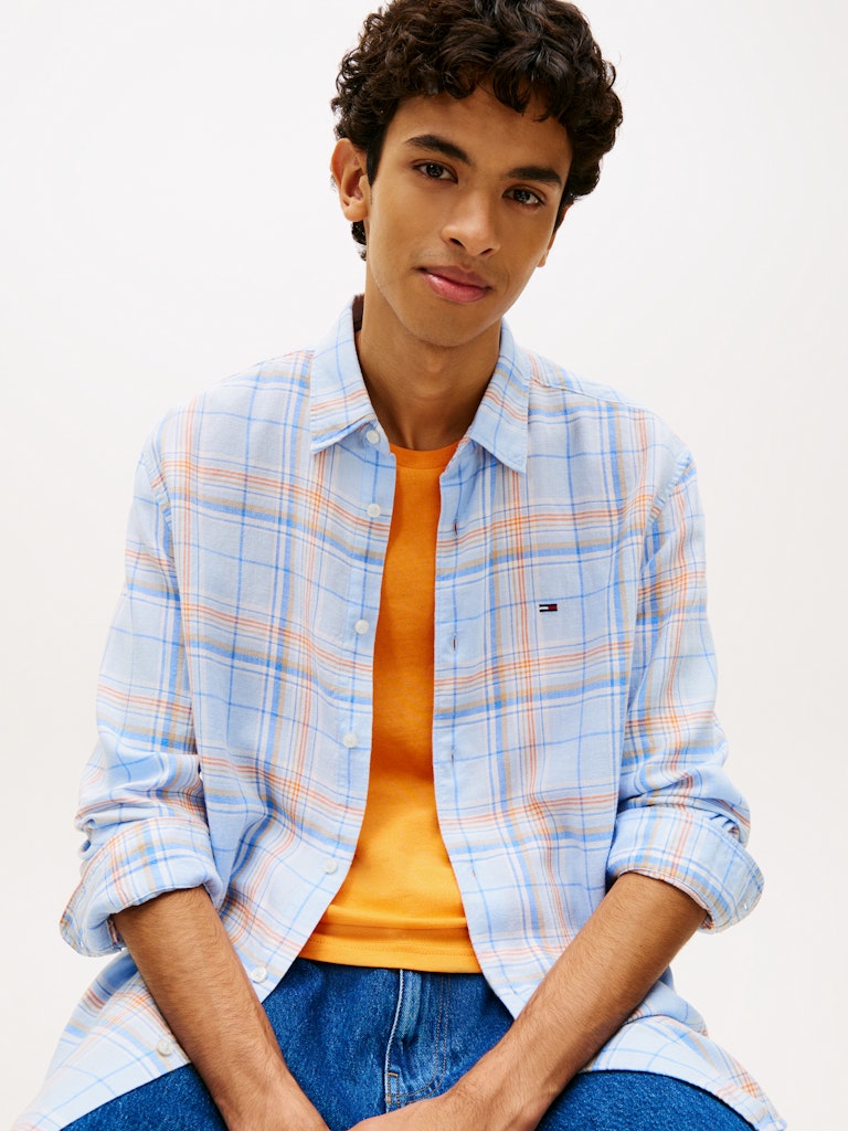 TJM RLX LINEN BLEND CHECK SHIRT Kauluspaita