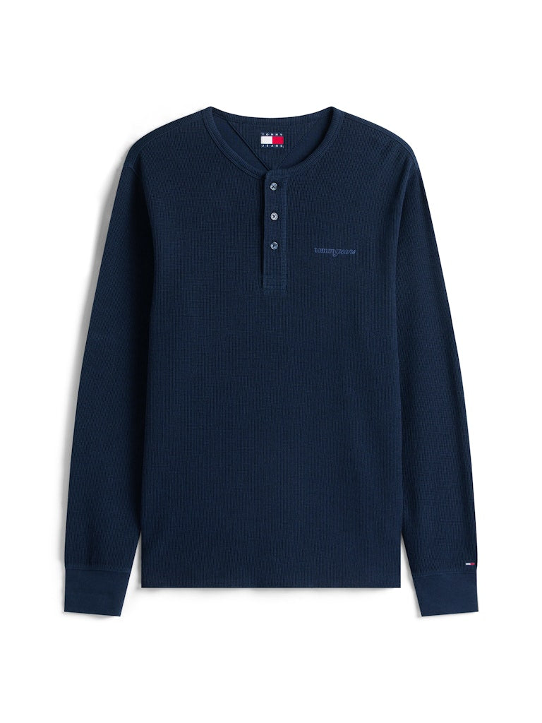 TJM SLIM WAFFLE SCRIPT HENLEY Paita