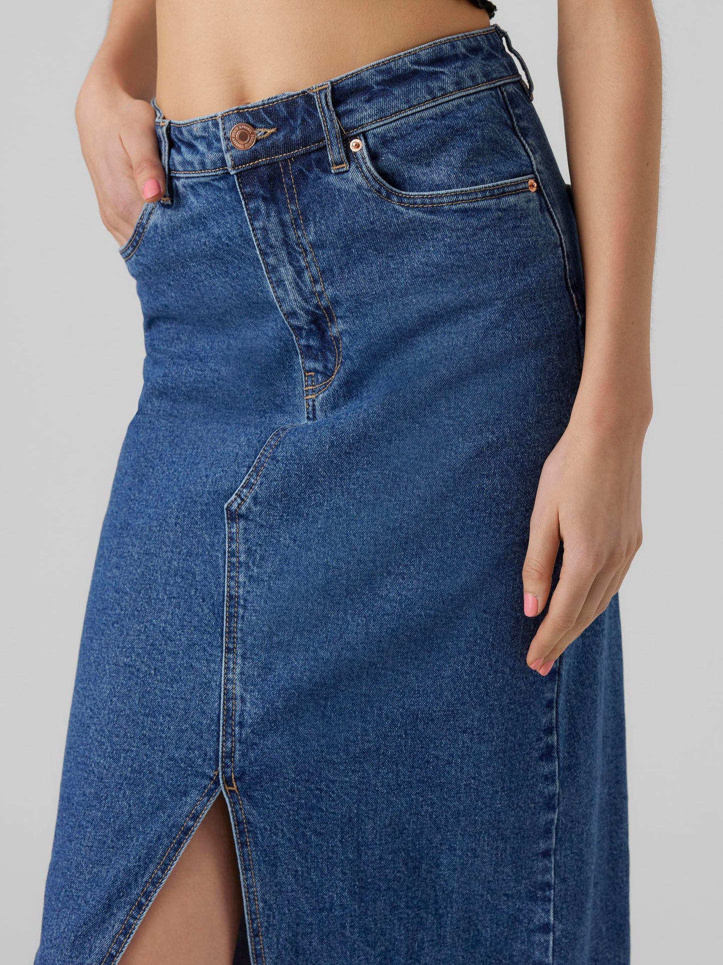 VMVERI HR CALF DENIM SKIRT GA MIX Hame