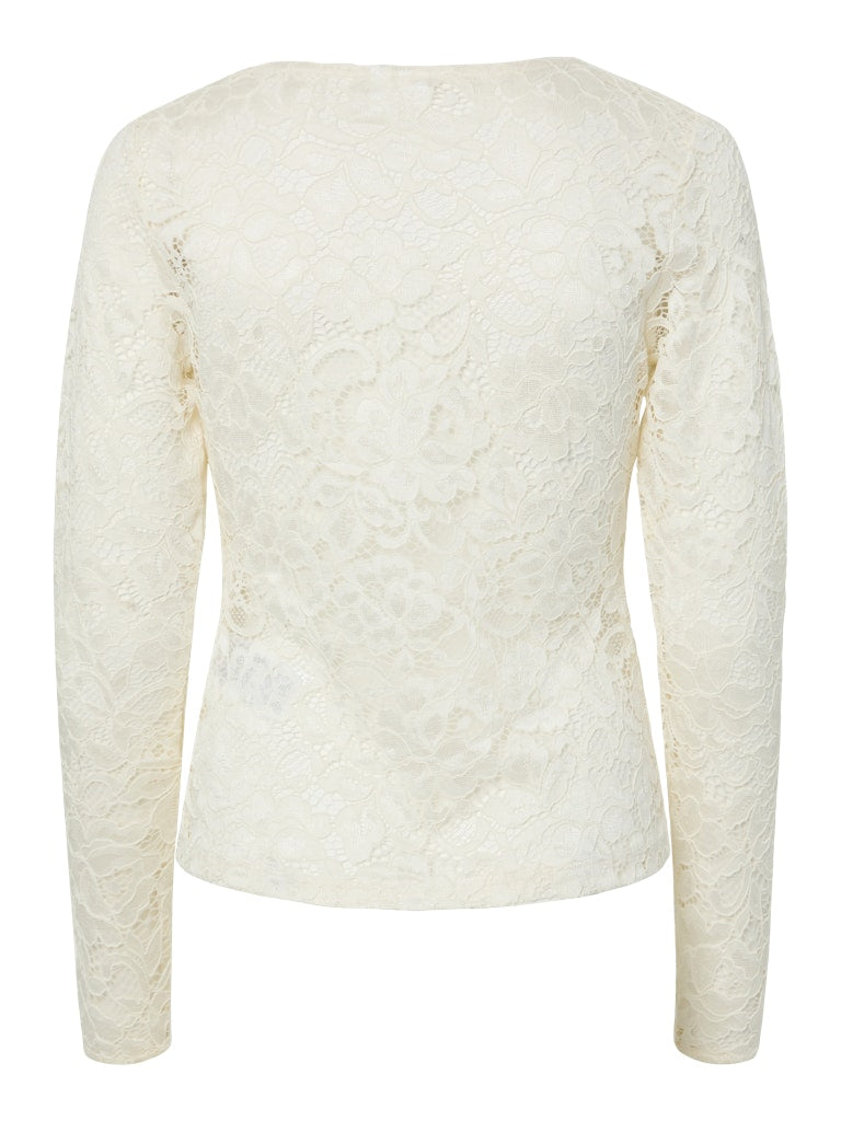 YASLACEY LS V-NECK LACE TOP S. NOOS Paita