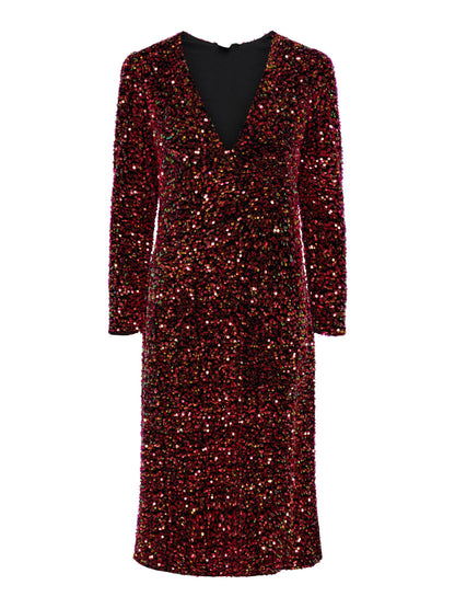 YASPINKO SEQUIN LS MIDI DRESS-SHOW Mekko