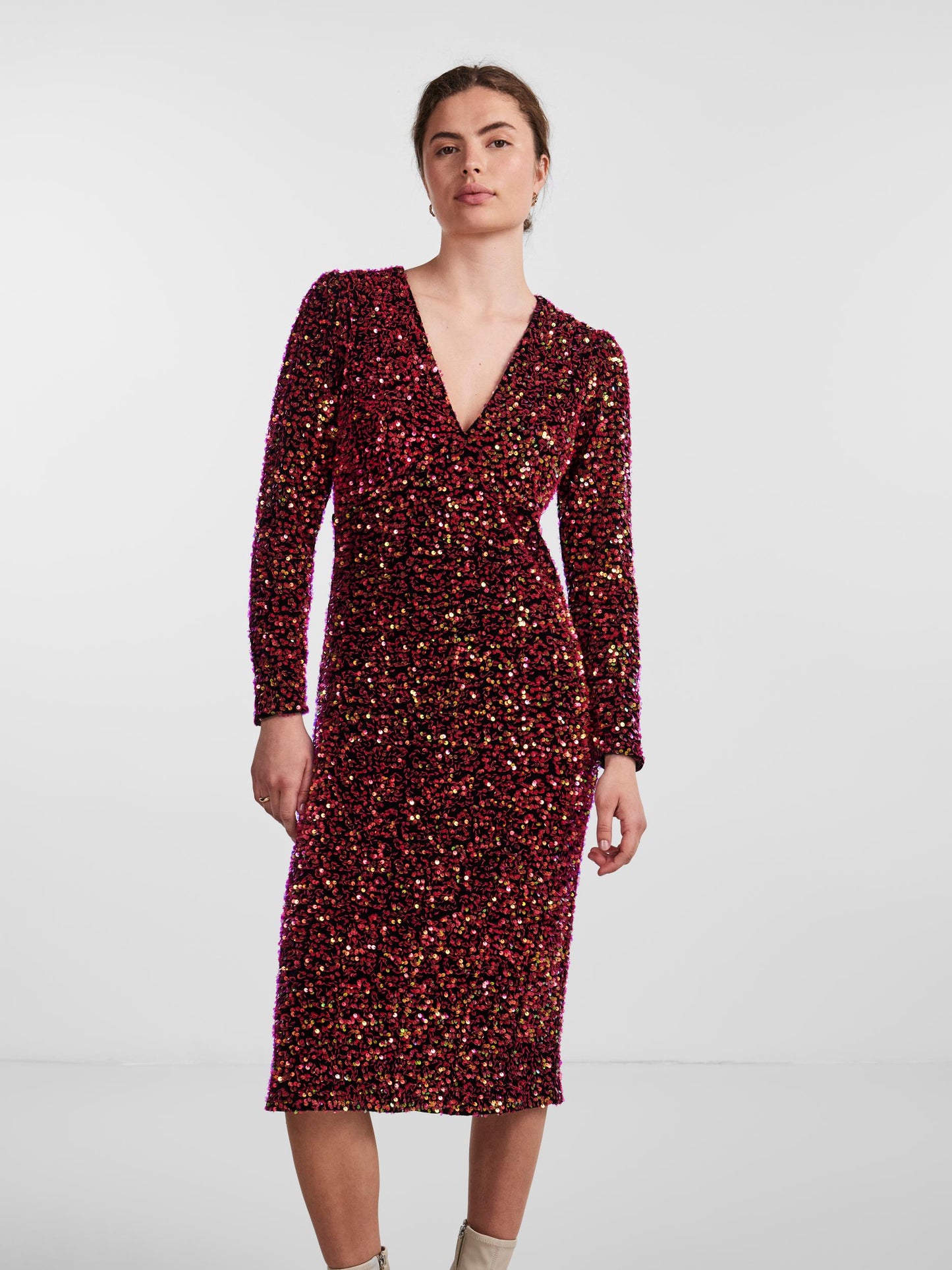 YASPINKO SEQUIN LS MIDI DRESS-SHOW Mekko