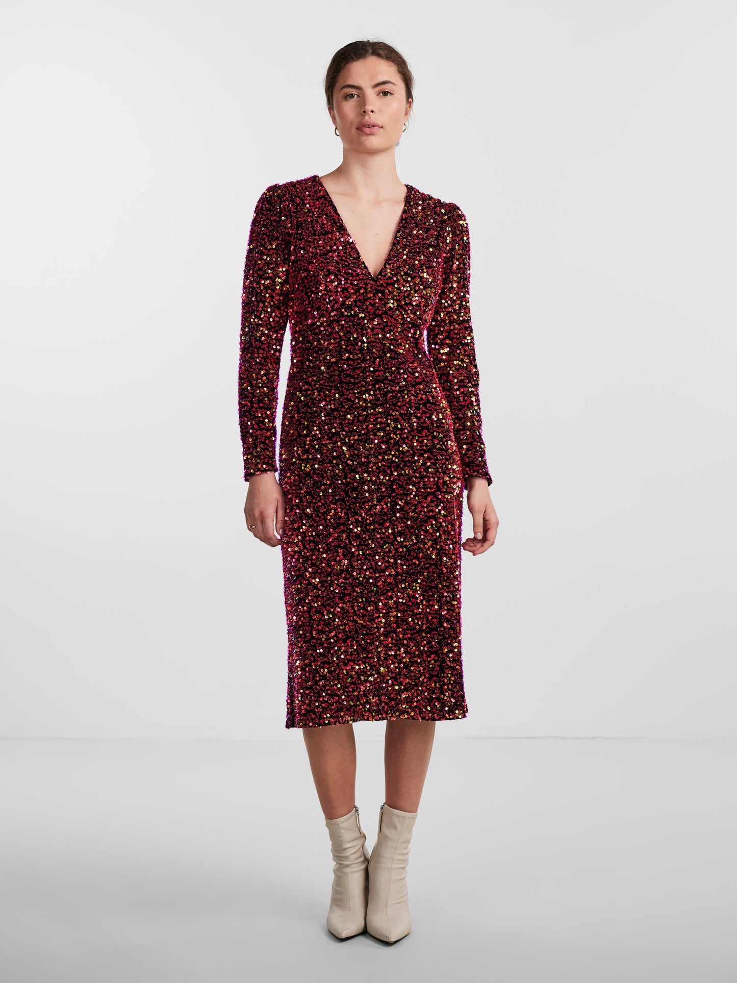 YASPINKO SEQUIN LS MIDI DRESS-SHOW Mekko