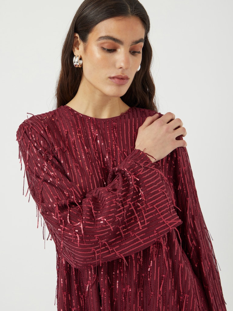 YASLANTRA LS SEQUIN FRINGE DRESS - SHOW Mekko