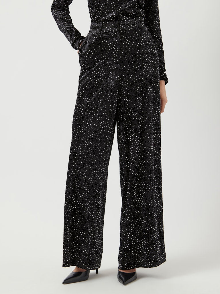 YASTILLIA HW VELVET WIDE PANT - SHOW Housut