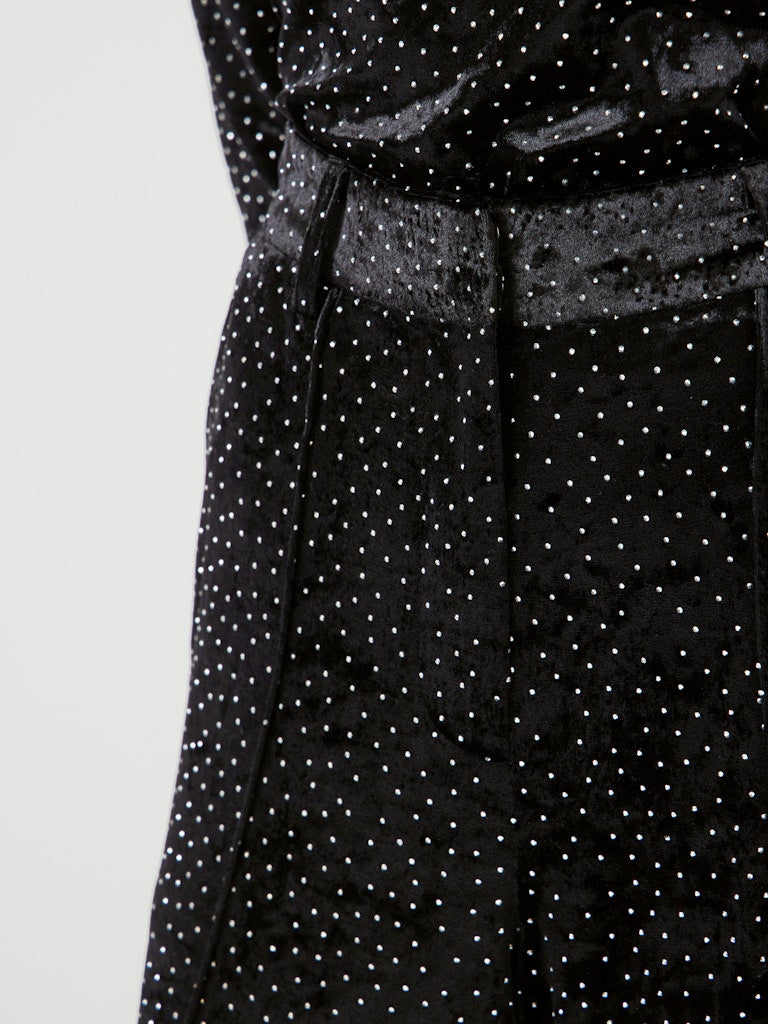 YASTILLIA HW VELVET WIDE PANT - SHOW Housut