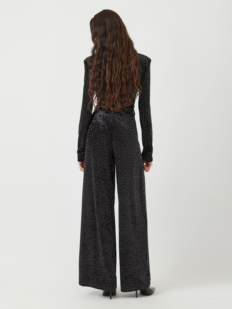 YASTILLIA HW VELVET WIDE PANT - SHOW Housut