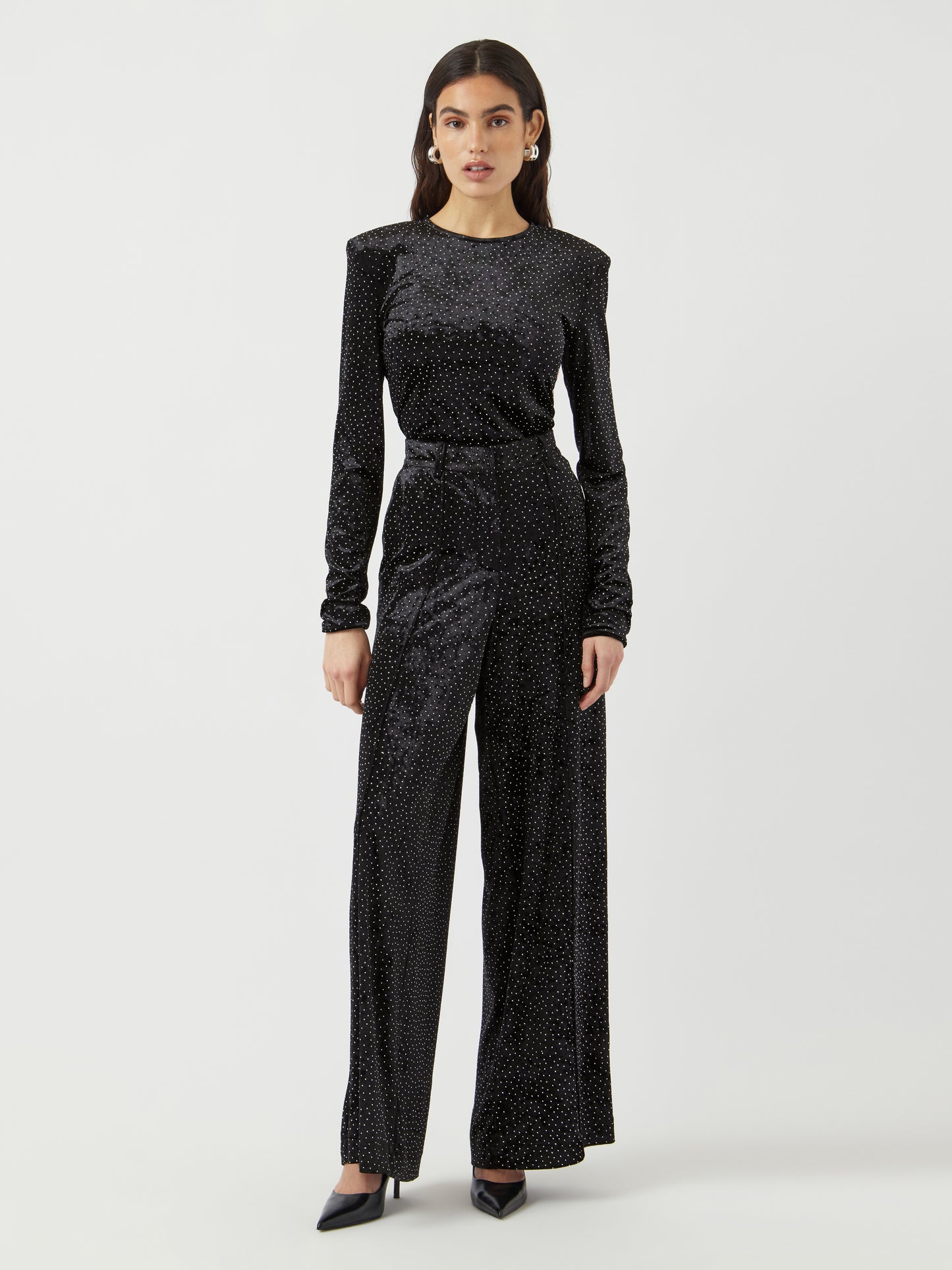 YASTILLIA HW VELVET WIDE PANT - SHOW Housut