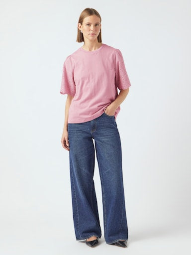 YASLEX SS TOP W. EMB SLEEVES Paita