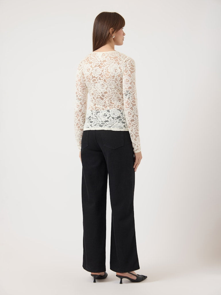 YASLACEY LS V-NECK LACE TOP S. NOOS Paita