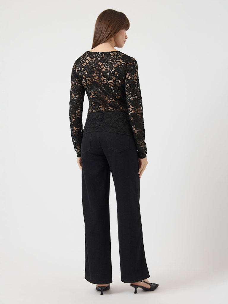 YASLACEY LS V-NECK LACE TOP S. NOOS Paita