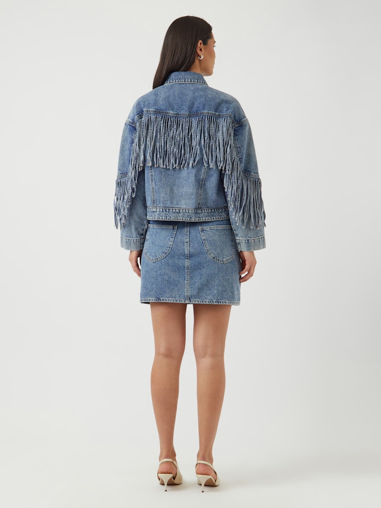 YASAIKO LS DENIM FRINGE JACKET Farkkutakki