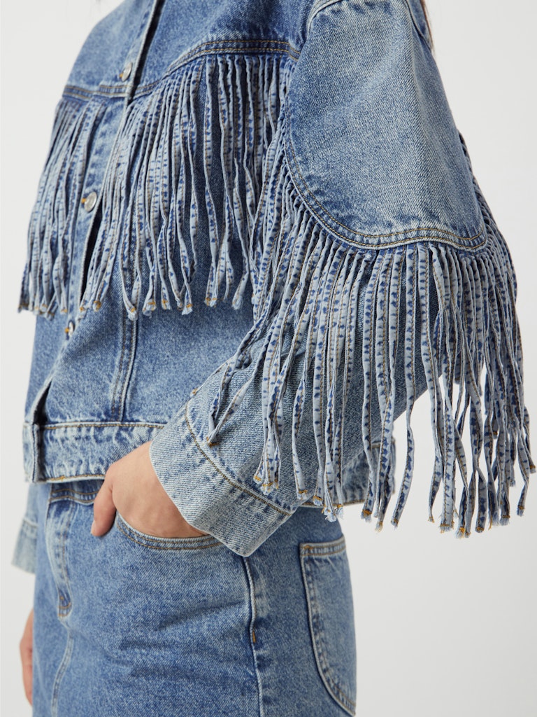 YASAIKO LS DENIM FRINGE JACKET Farkkutakki