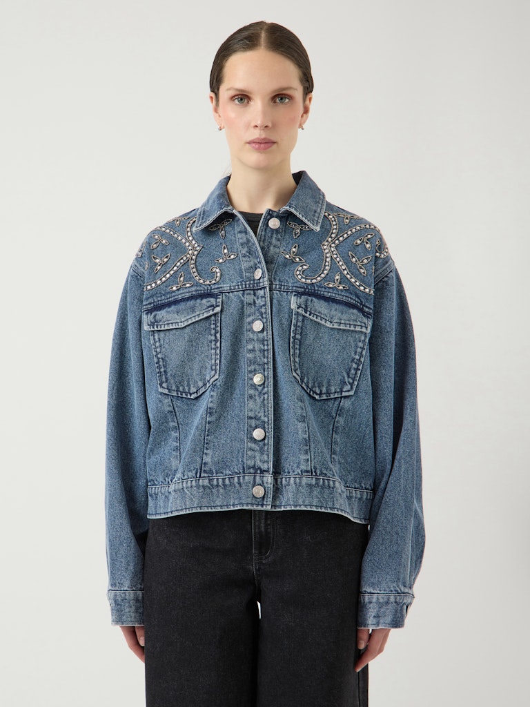 YASVISION LS DENIM EMB JACKET - FEST Farkkutakki