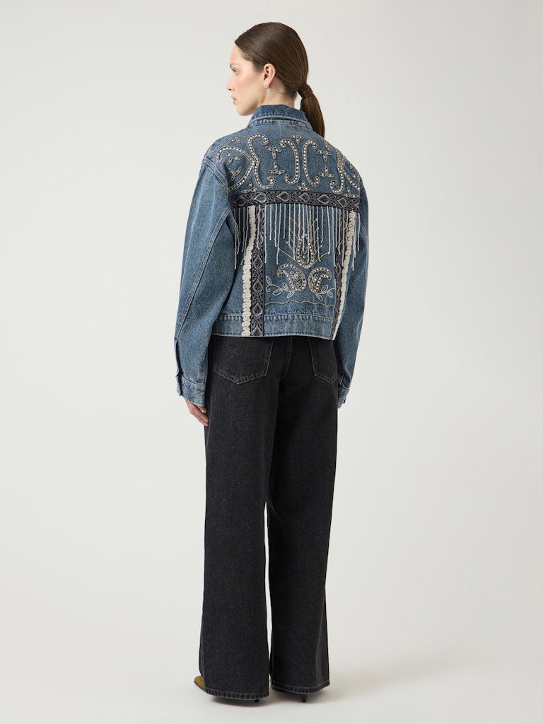 YASVISION LS DENIM EMB JACKET - FEST Farkkutakki
