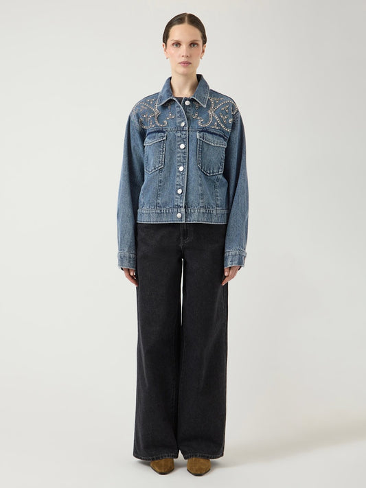 YASVISION LS DENIM EMB JACKET - FEST Farkkutakki