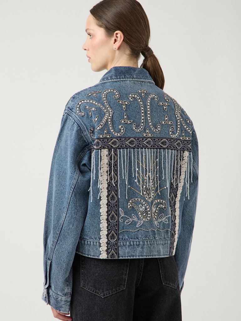 YASVISION LS DENIM EMB JACKET - FEST Farkkutakki
