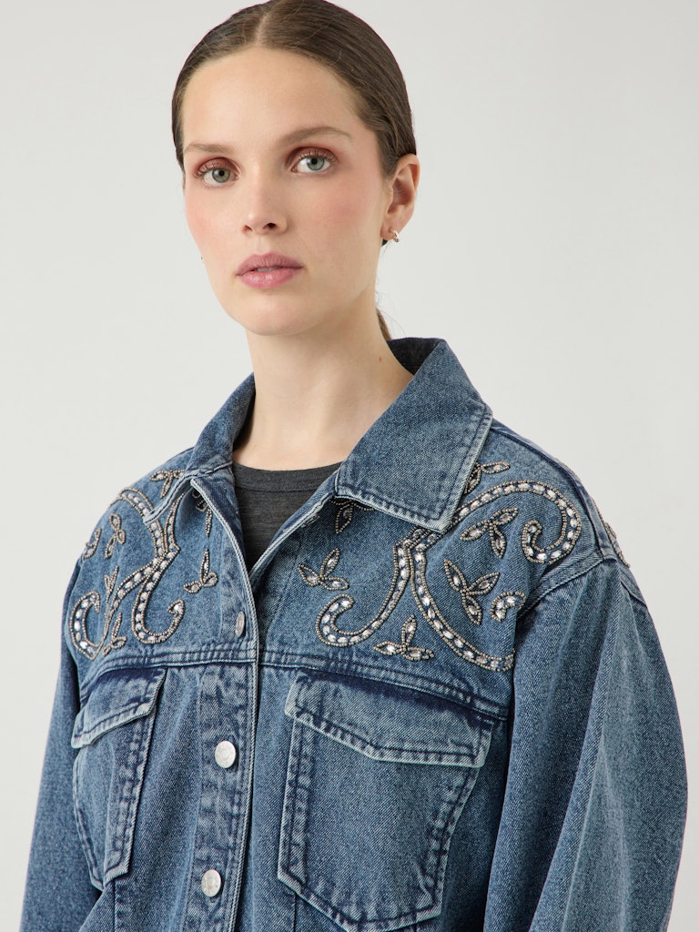 YASVISION LS DENIM EMB JACKET - FEST Farkkutakki