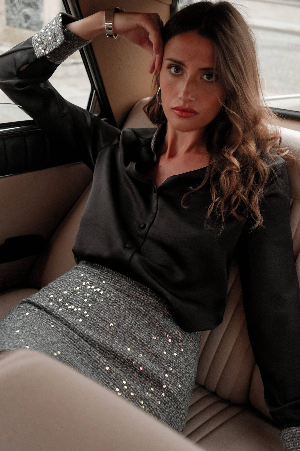 LULUMARY SEQUIN COLLAR SHIRT Paita