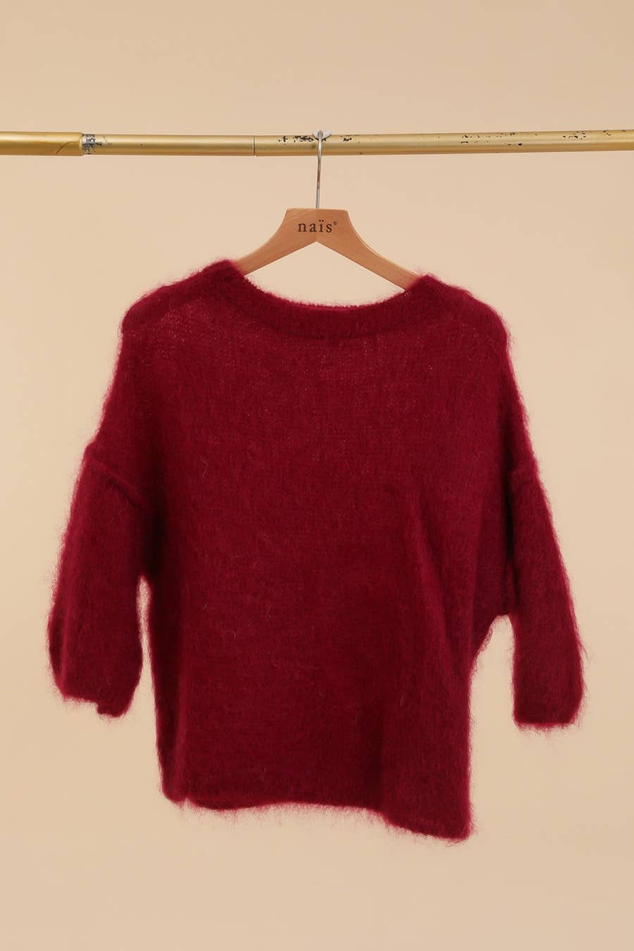 SHORT SLEEVE ROUND NECK SWEATER IN 80% KID MOHAIR: Lilas / One size