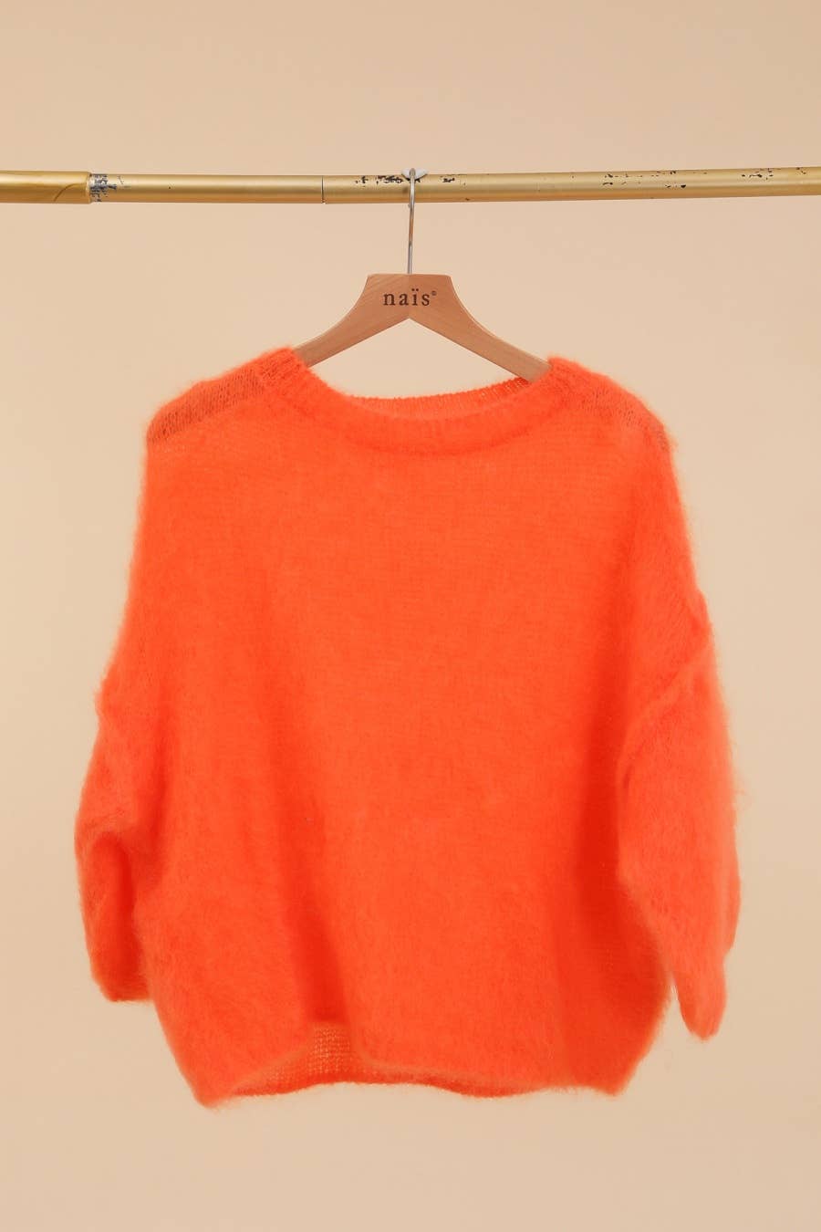 SHORT SLEEVE ROUND NECK SWEATER IN 80% KID MOHAIR: Ecru / One size