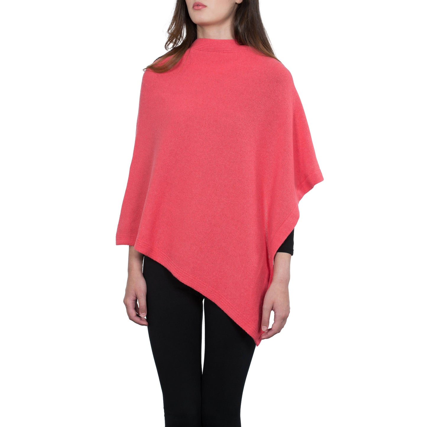 Moon - Women's Square Cashmere-Blend Poncho: Grigio medio