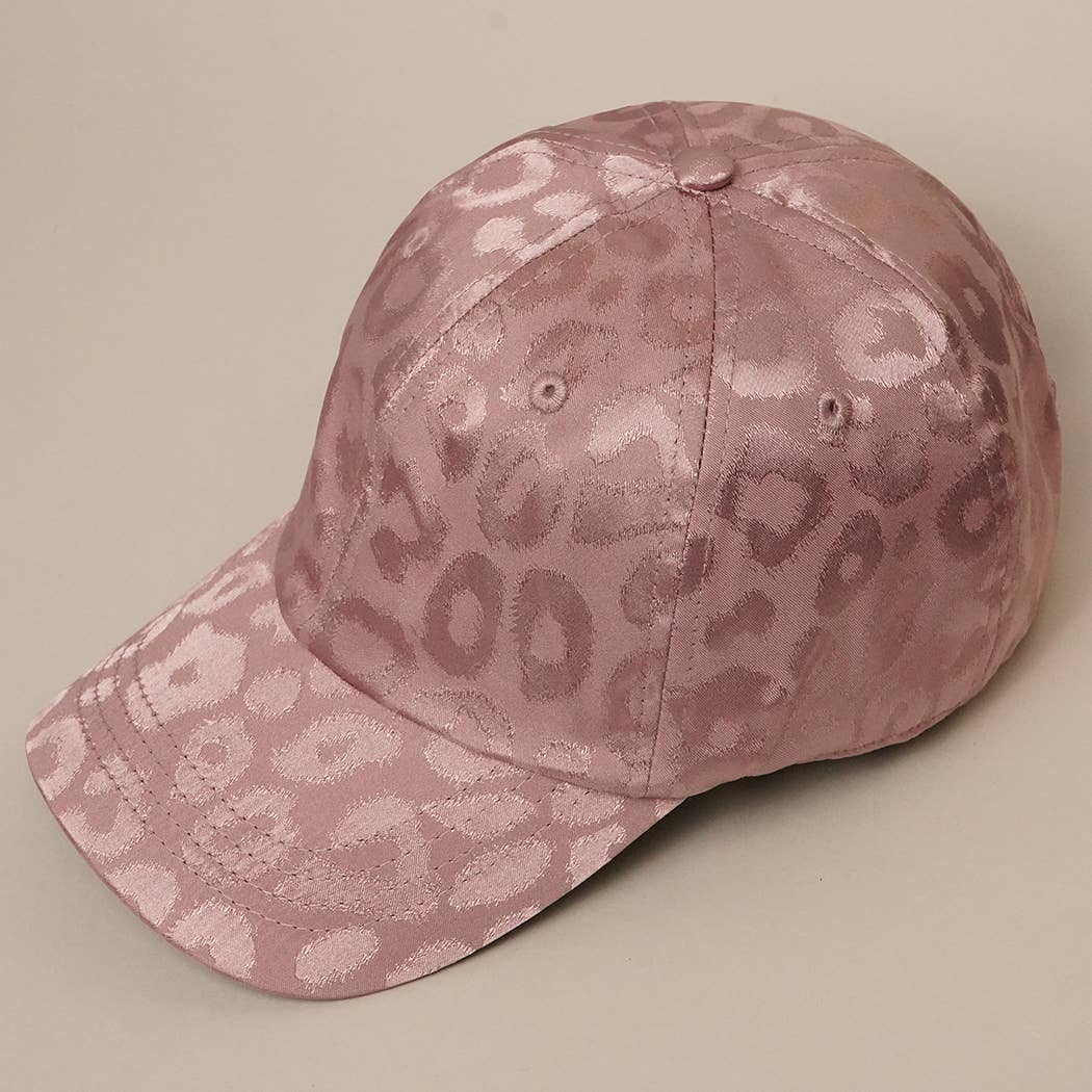 Tonal Leopard Printed Snapback Baseball Cap: TAUPE / One Size