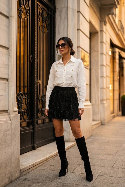 Bohemian Elegance Skirt: Noir / L