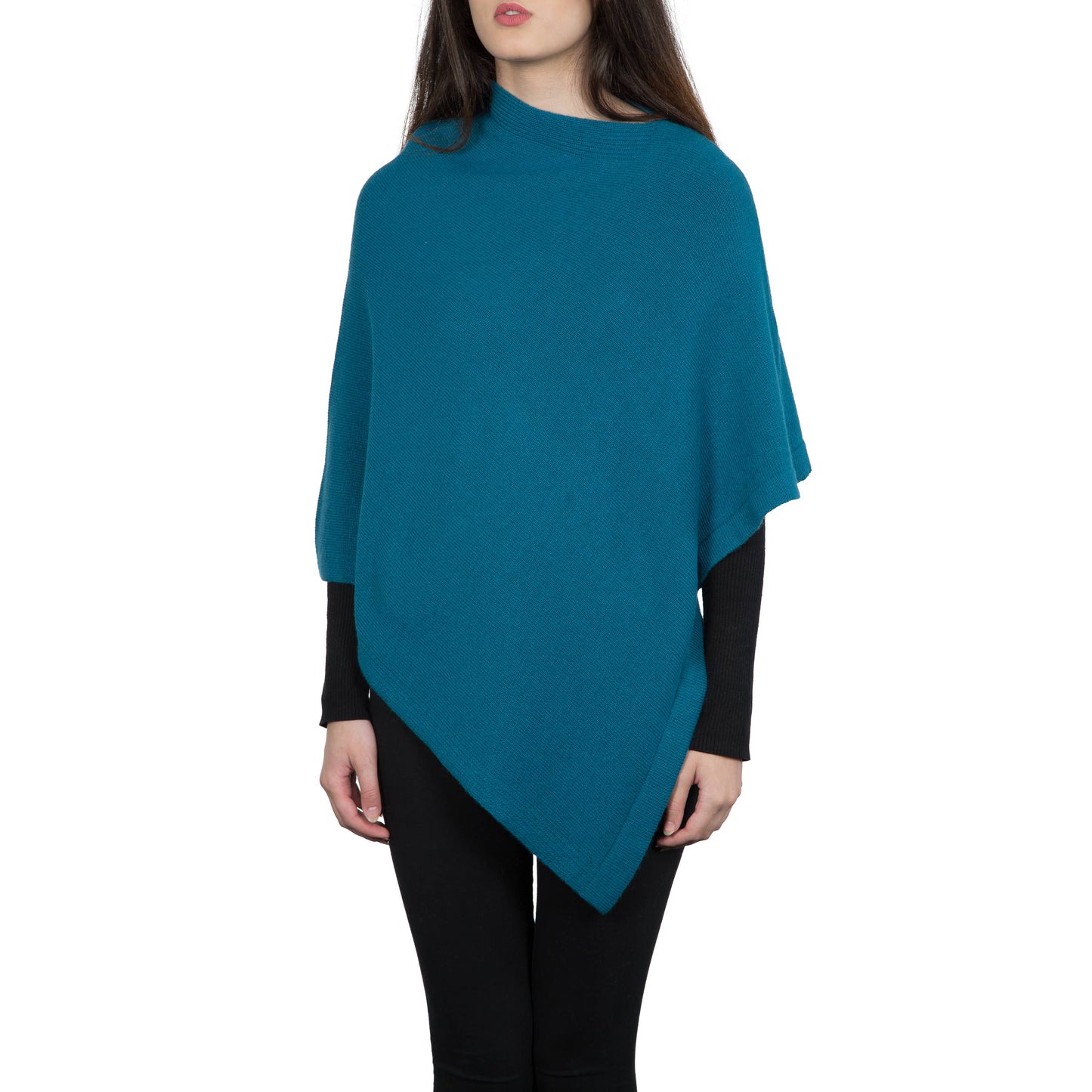 Moon - Women's Square Cashmere-Blend Poncho: Beige