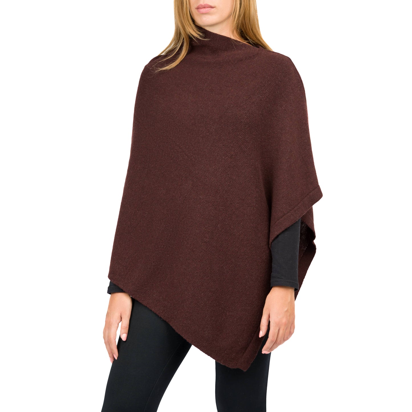 Moon - Women's Square Cashmere-Blend Poncho: Grigio medio