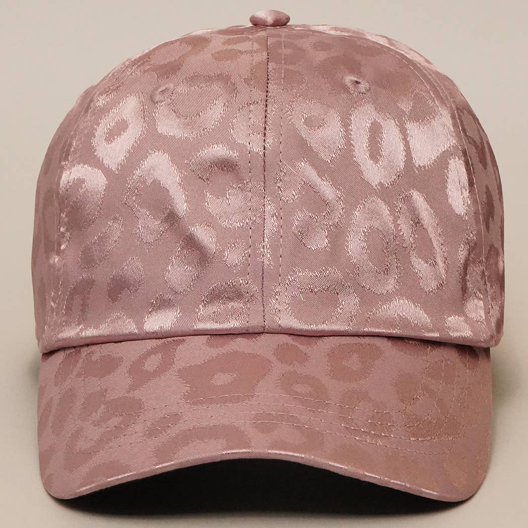 Tonal Leopard Printed Snapback Baseball Cap: TAUPE / One Size
