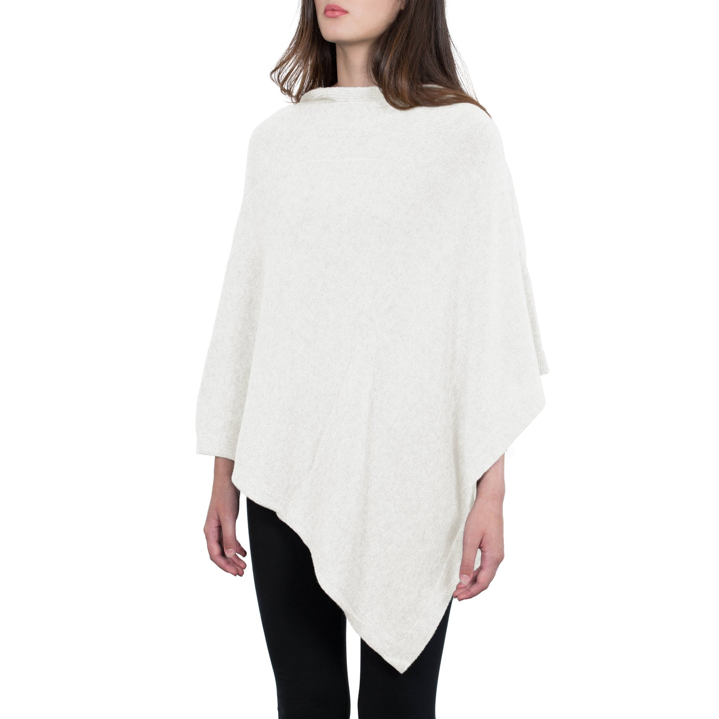 Moon - Women's Square Cashmere-Blend Poncho: Beige