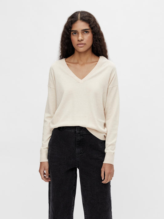 OBJTHESS L/S V-NECK KNIT PULLOVER NOOS Neule