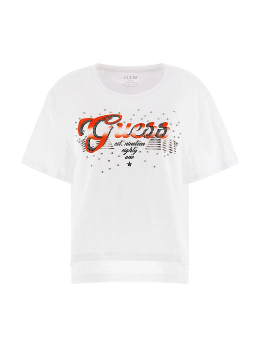 GUESS SS CN SATIN LOGO TEE T-paita