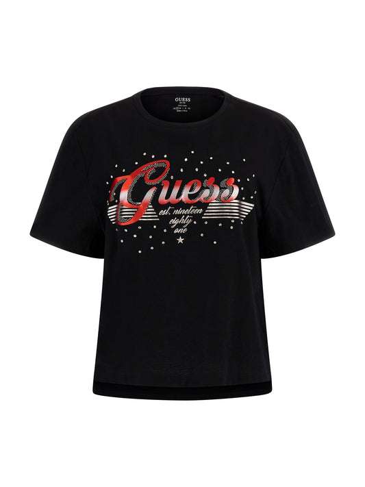 GUESS SS CN SATIN LOGO TEE T-paita